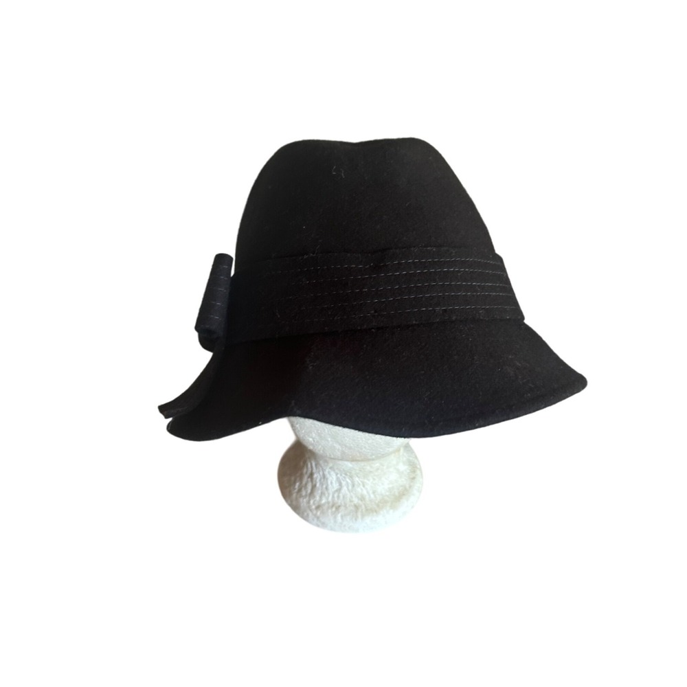 Gap Black Wool‎ Cloche Hat Small / Medium S/M Bow Detail